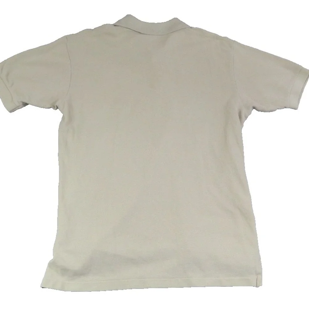 Polo Ralph Lauren Polo Shirt Men's M Cream Blue Pony High Low Slit Performance